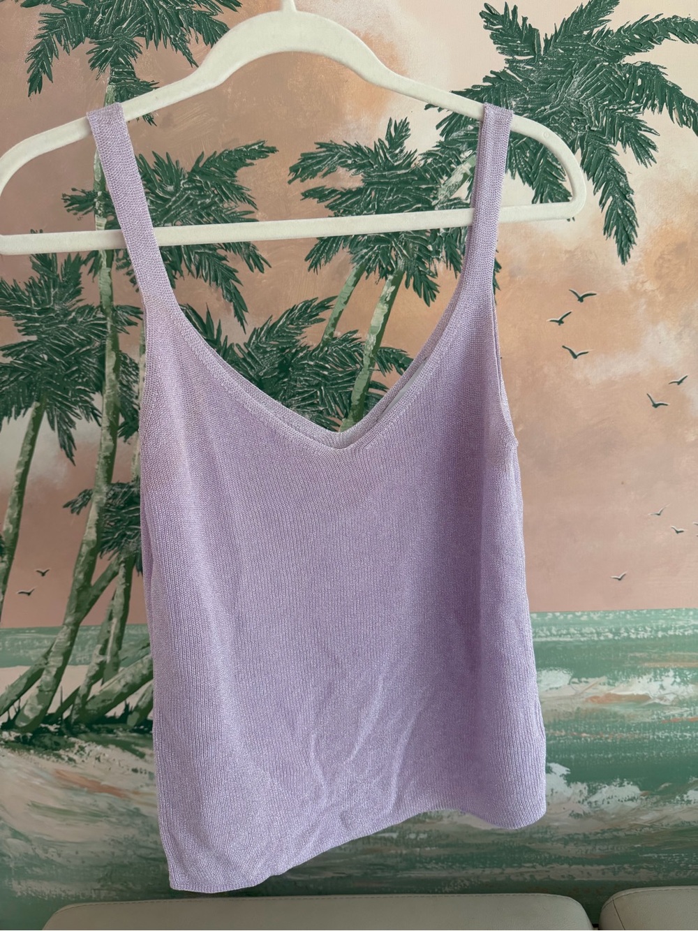 MANGO Lilac V-Neck Knit Tank Top - Women's Sleeveless Top